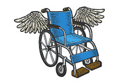 Wheelchair with wings sketch vector