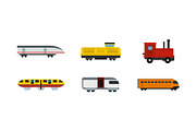 Train icon set, flat style