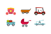 Cart icon set, flat style