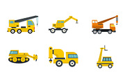 Construction vehicle icon set