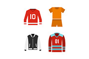 Sport clothes icon set, flat style