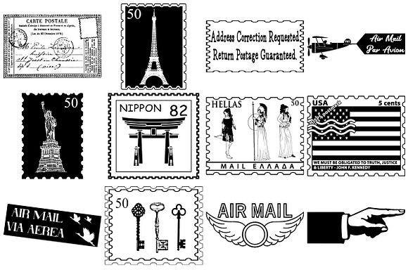 Postage Elements AI EPS PNG in Illustrations - product preview 2