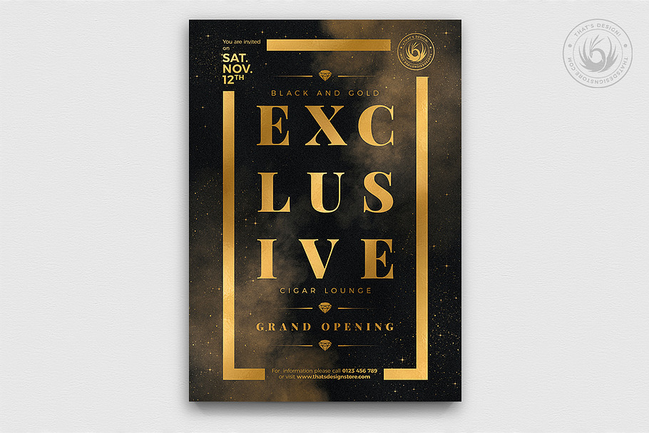 Black and Gold Flyer Template V14 in Flyer Templates - product preview 8