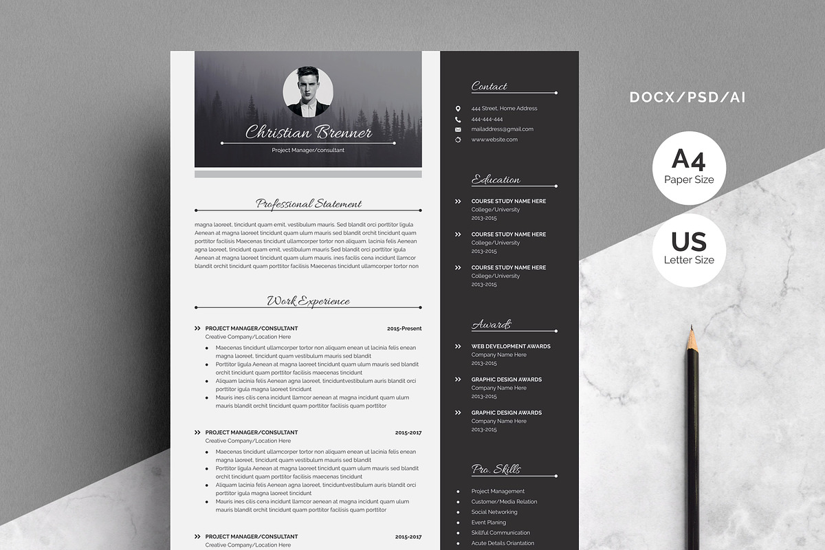 Modern Resume 3 Page Pack in Resume Templates - product preview 8