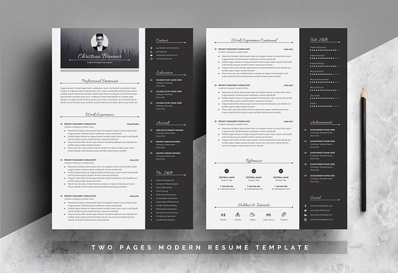 Modern Resume 3 Page Pack in Resume Templates - product preview 1