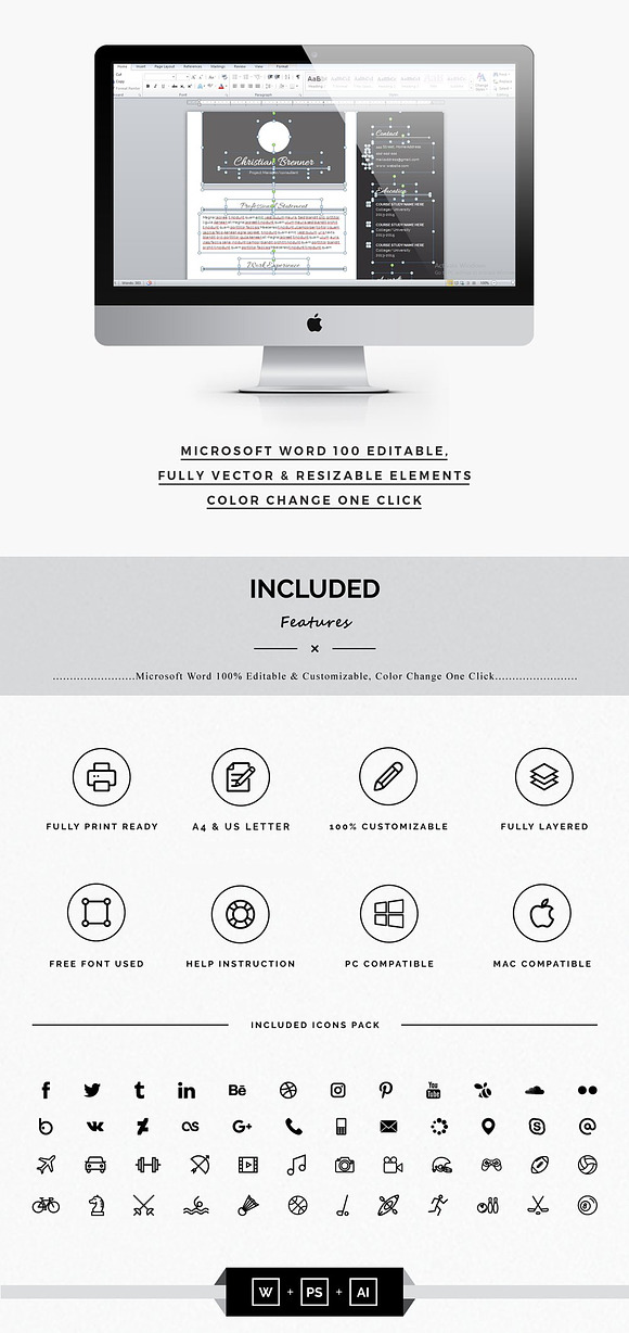 Modern Resume 3 Page Pack in Resume Templates - product preview 3