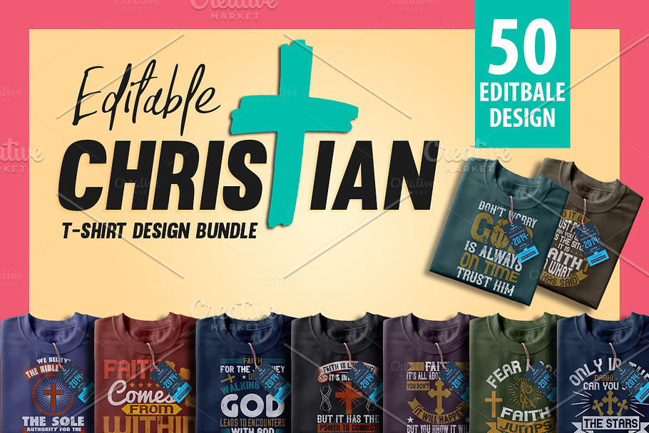 50 Editable Christian Tshirt Design in Illustrations - product preview 8