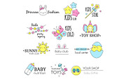 Kids and children logo, icons