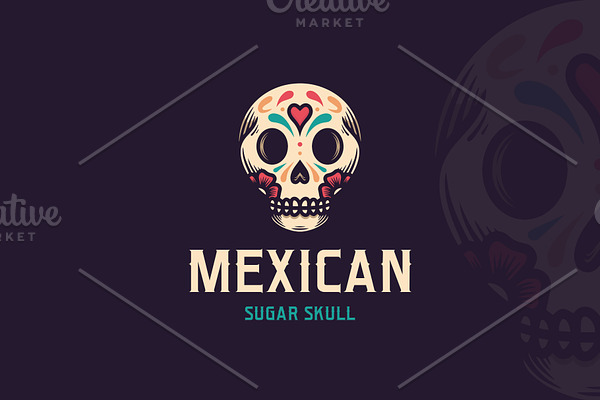 Dia de Muertos Skull Logo Template