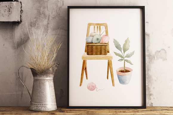 Knitting Watercolor Illustrations in Illustrations - product preview 10