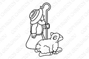 Cartoon Traditional Shepherd and