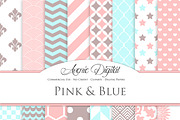 Pink and Blue Digital Papers