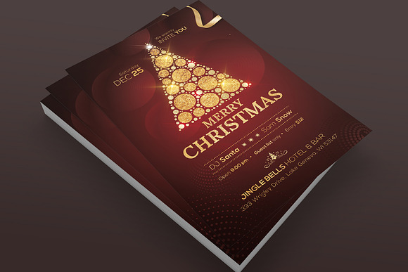 Christmas Party Flyer Black/Gold in Flyer Templates - product preview 1