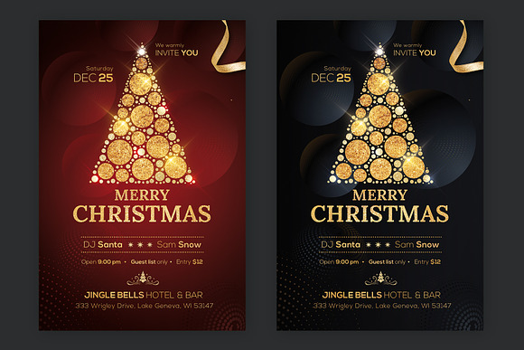 Christmas Party Flyer Black/Gold in Flyer Templates - product preview 3