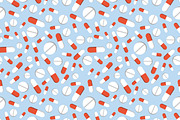 A lot of pills on blue background