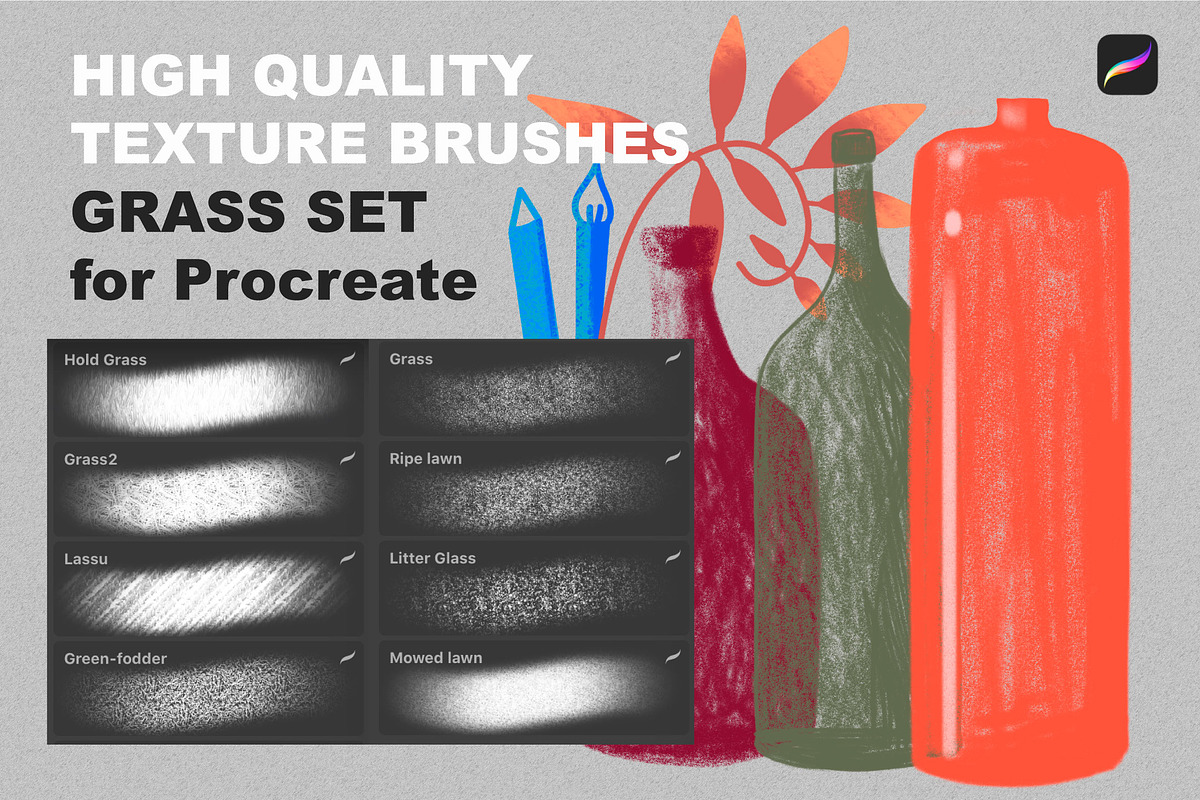 Procreate texture brushes. GRASS SET in Add-Ons - product preview 8