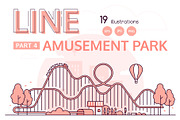 Amusement park - line illustrations