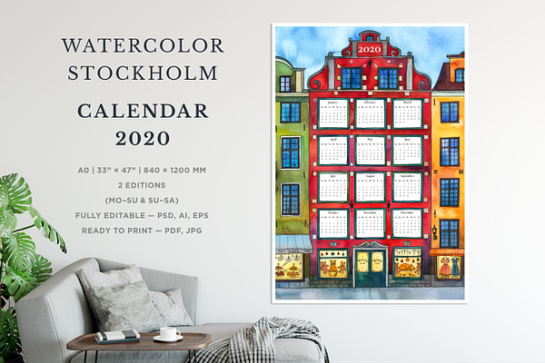 2020 Stockholm Calendar Template