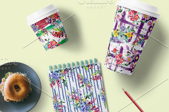 Bright bouquet of watercolor flowers in Illustrations - product preview 3