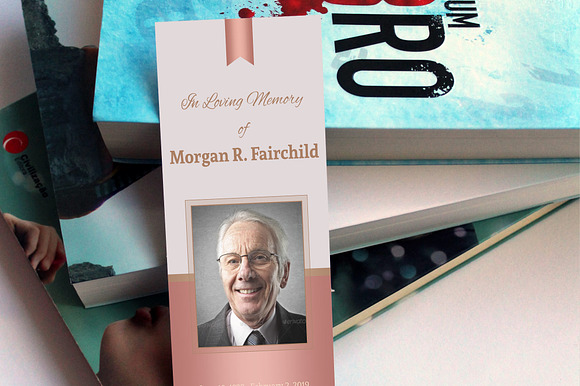 Rose Gold Funeral Bookmark Word in Card Templates - product preview 5