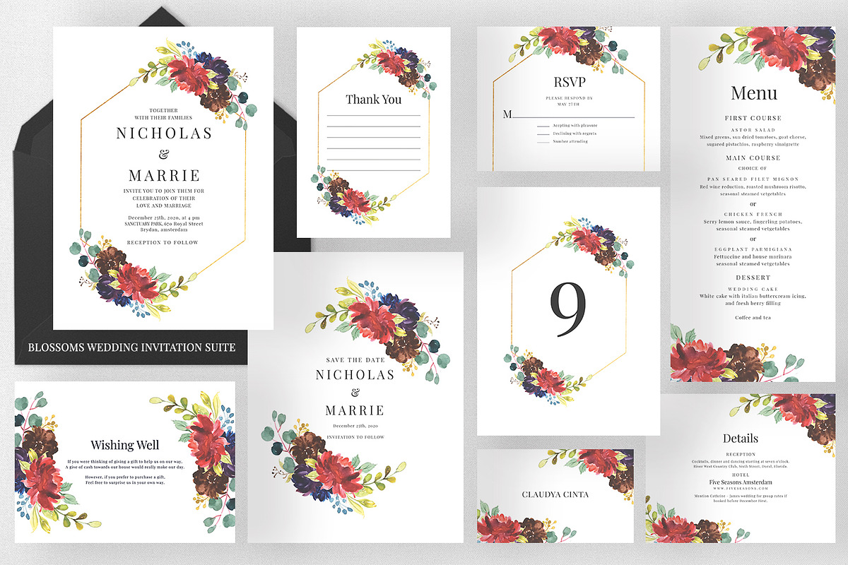 Blossoms - Wedding Invitation Suite in Wedding Templates - product preview 8