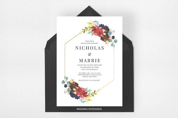 Blossoms - Wedding Invitation Suite in Wedding Templates - product preview 1