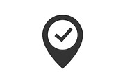 Location pin with check mark icon