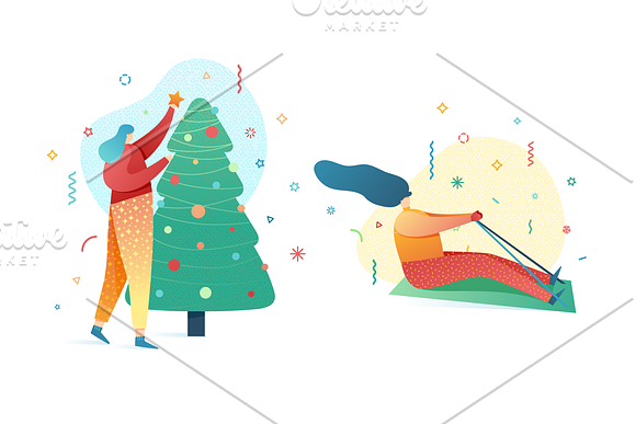 Christmas & New Year People Scenes in Illustrations - product preview 4