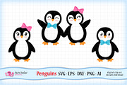 Girl and Boy Penguins SVG