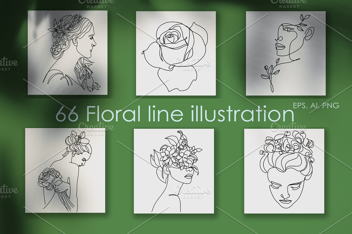 66  Botanical Line illustrations in Flower Icons - product preview 8