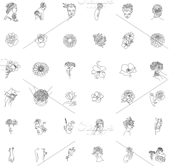 66  Botanical Line illustrations in Flower Icons - product preview 4