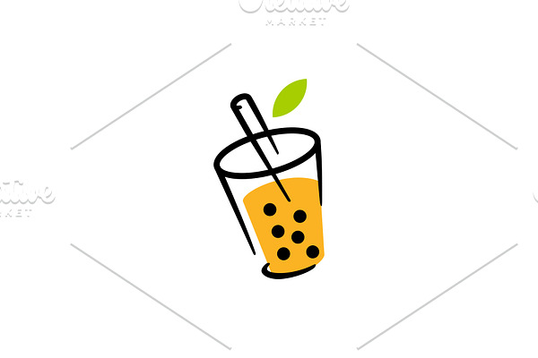 bubble drink tea logo vector icon