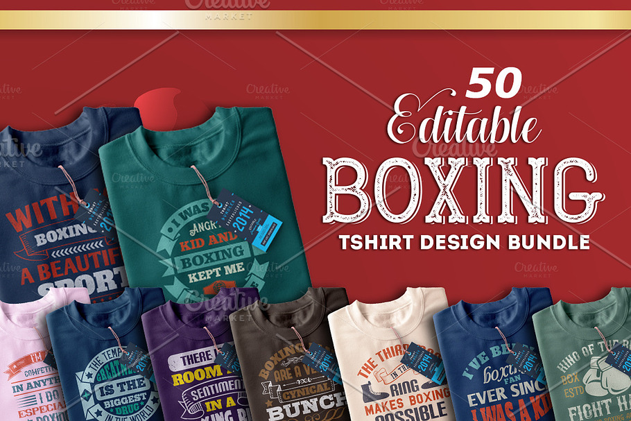 50 Editable Boxing Tshirt Design