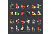 Various alcohol bottles with glasses