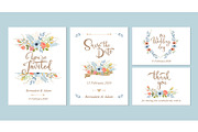 Floral wedding invitations vector