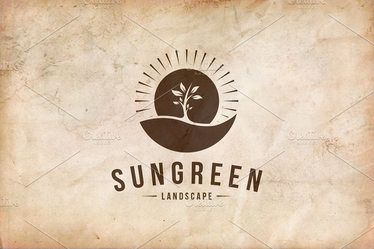 Sun Green Landscape Logo Template in Logo Templates - product preview 8