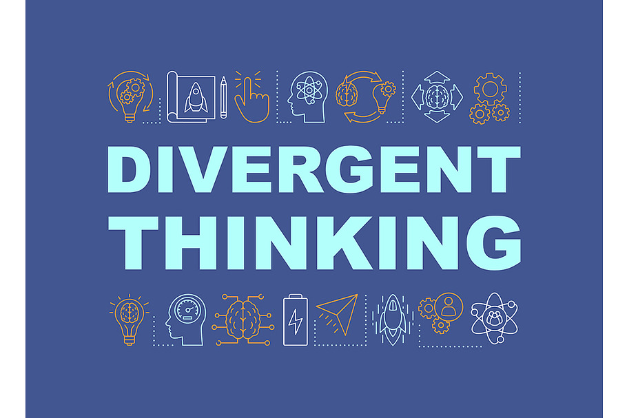 Divergent thinking concept banner in Icons - product preview 8
