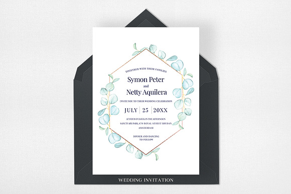 Eucalyptus Wedding Invitation Set in Wedding Templates - product preview 1