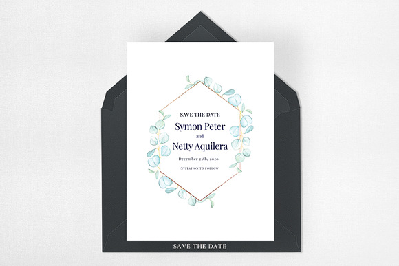 Eucalyptus Wedding Invitation Set in Wedding Templates - product preview 3