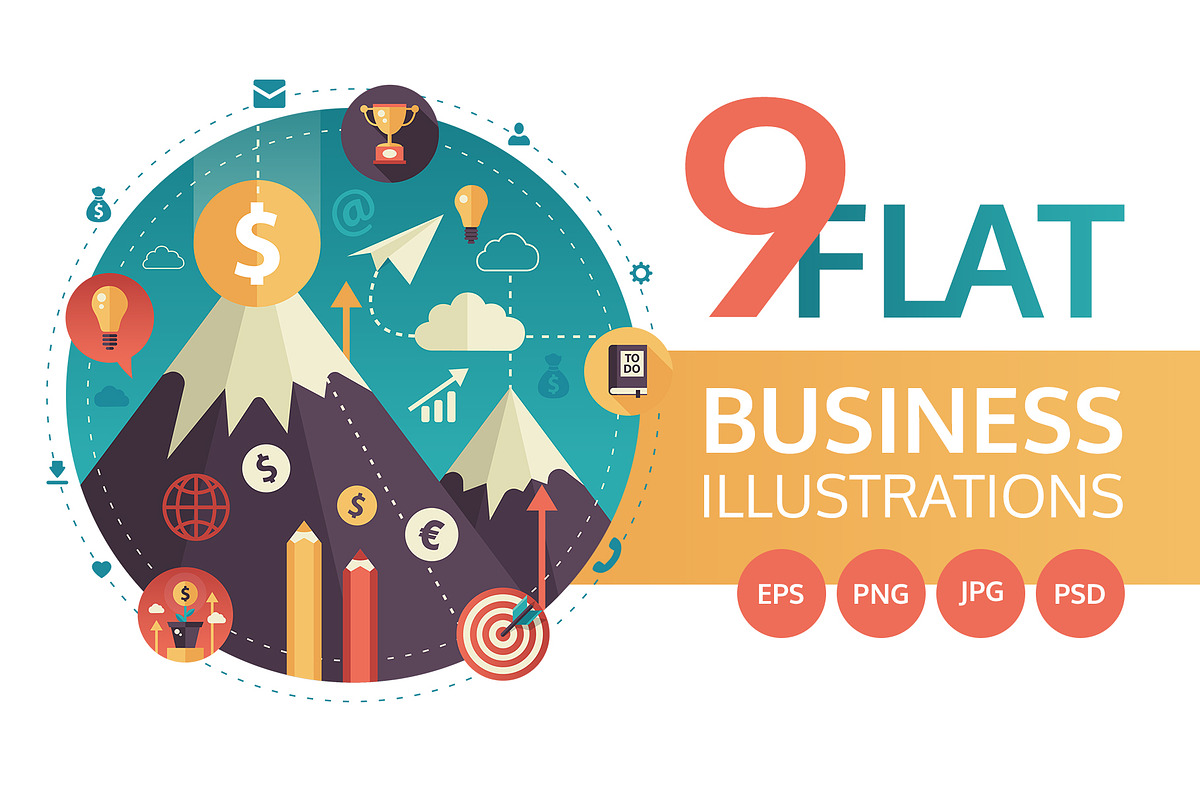Flat Design Business Illustrations in Web Elements - product preview 8