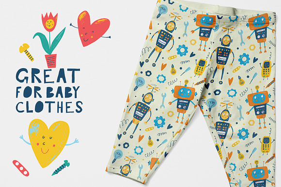 Cute robots. Characters and patterns in Illustrations - product preview 4