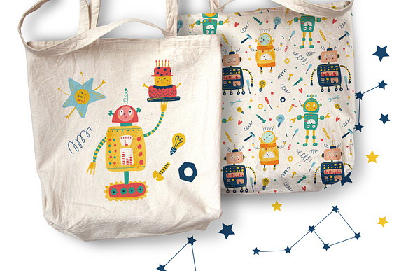 Cute robots. Characters and patterns in Illustrations - product preview 10