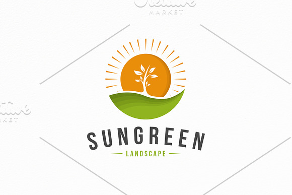 Sun Green Landscape Logo Template in Logo Templates - product preview 1