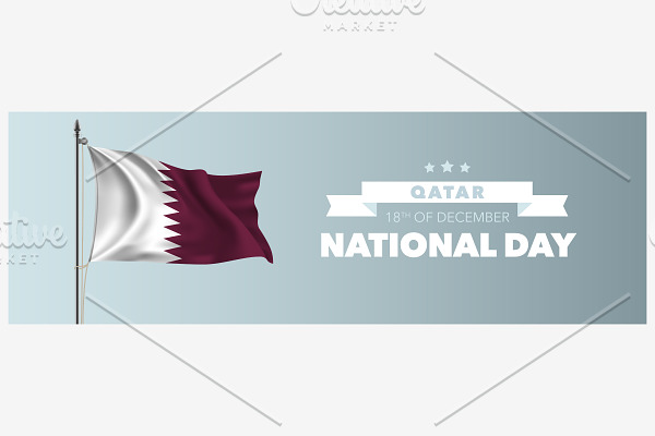 Qatar happy national day vector card