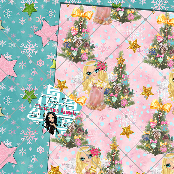 Cute Christmas Angels Patterns in Patterns - product preview 3