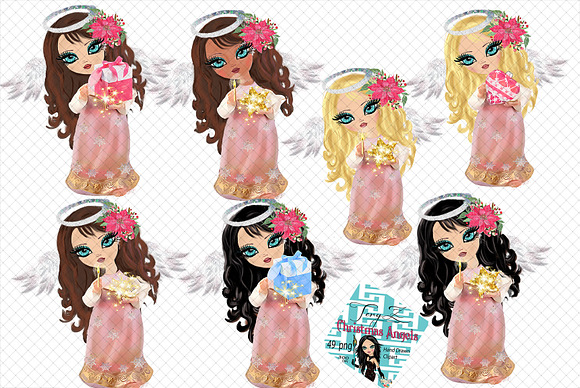 Christmas Clipart Cute Angels in Illustrations - product preview 2