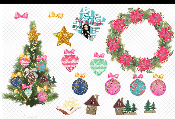 Christmas Clipart Cute Angels in Illustrations - product preview 4