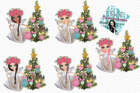 Christmas Clipart Cute Angels in Illustrations - product preview 5