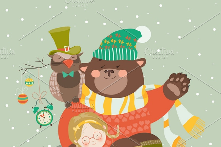 Friends celebrating Christmas in Illustrations - product preview 8