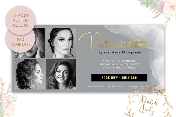 PSD Photo Session Card Template #30 in Card Templates - product preview 2
